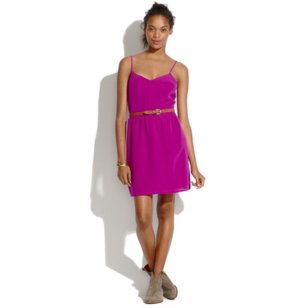 MADEWELL: 100% Silk Fuchsia Spaghetti Strap Casual Dress (NWOT)